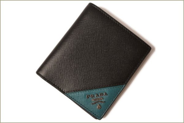 p 18 271 2 Prada Folding Wallet Saffiano Black Sea Blue