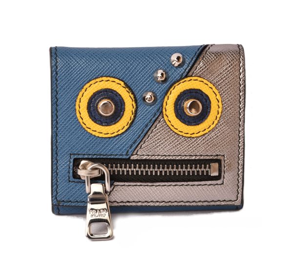 p 19 010 1 Prada Coin Case Saffiano Robot Motif Cobalto