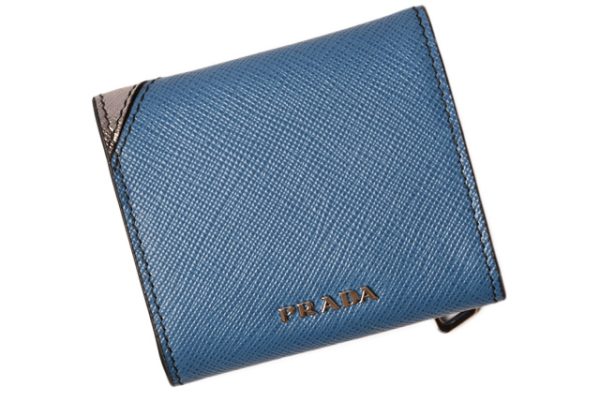 p 19 010 3 Prada Coin Case Saffiano Robot Motif Cobalto