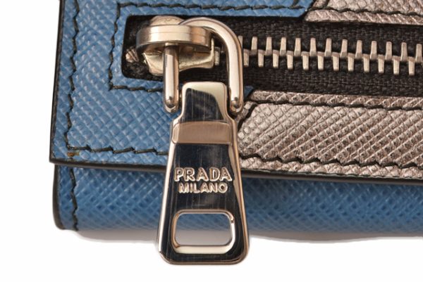 p 19 010 5 Prada Coin Case Saffiano Robot Motif Cobalto