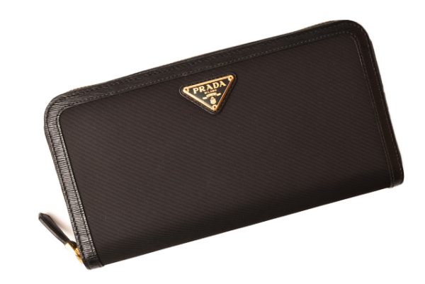 p 19 018 2 Prada Long Wallet Tessuto Vitello Black