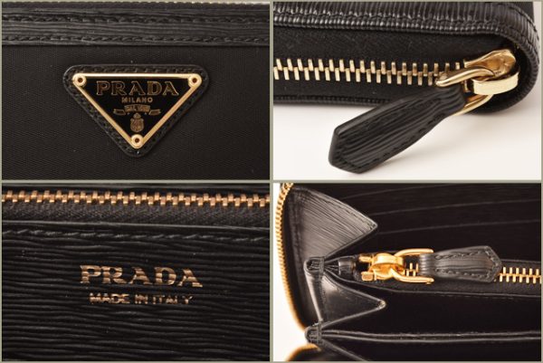 p 19 018 4 Prada Long Wallet Tessuto Vitello Black