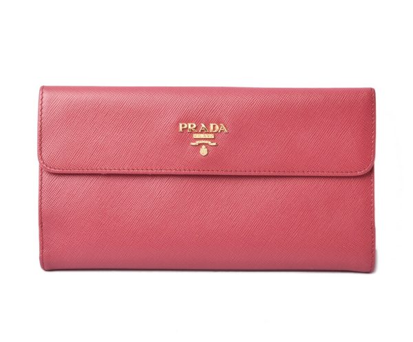 p 19 033 1 Prada Long Wallet Double Hook Saffiano Metal Peonia