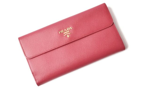 p 19 033 2 Prada Long Wallet Double Hook Saffiano Metal Peonia