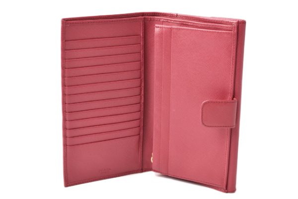 p 19 033 7 Prada Long Wallet Double Hook Saffiano Metal Peonia