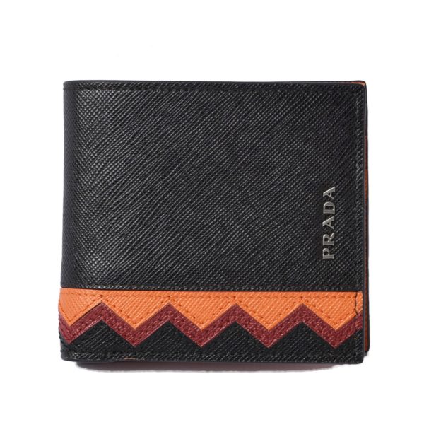 p 19 067 1 Prada Folding Wallet BillfSaffiano Black Papaya