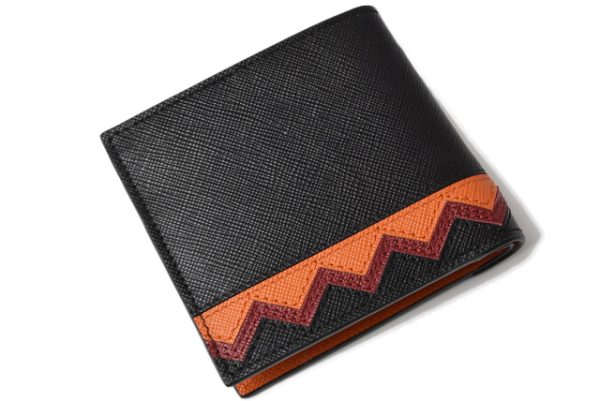 p 19 067 3 Prada Folding Wallet BillfSaffiano Black Papaya