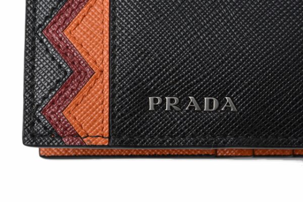 p 19 067 4 Prada Folding Wallet BillfSaffiano Black Papaya