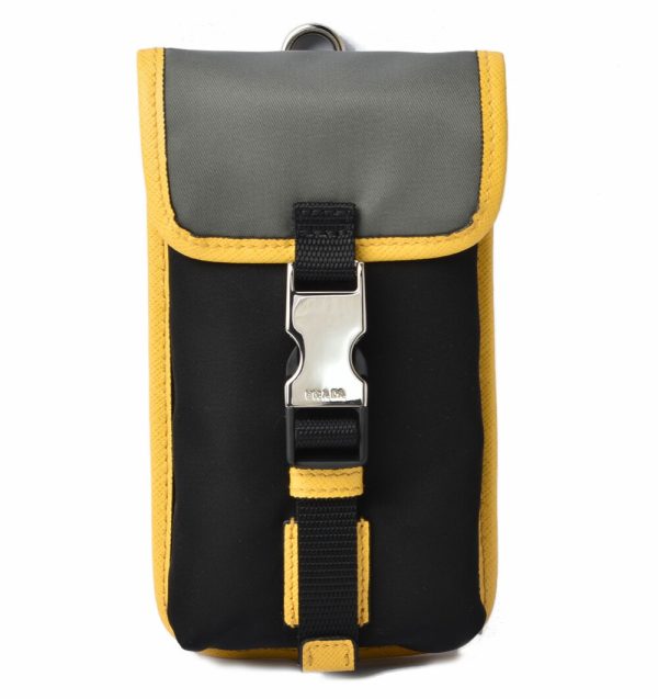 p 19 083 1 Prada Smartphone Case Multi Pouch Tessuto Nylon Black Yellow