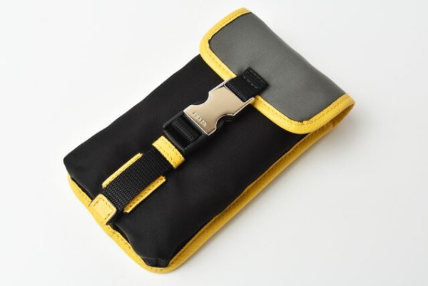 p 19 083 2 Prada Smartphone Case Multi Pouch Tessuto Nylon Black Yellow