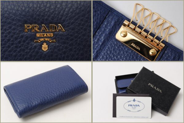 p 1pg222 15 2 Prada Vitello Grain Key Case Inchiostro