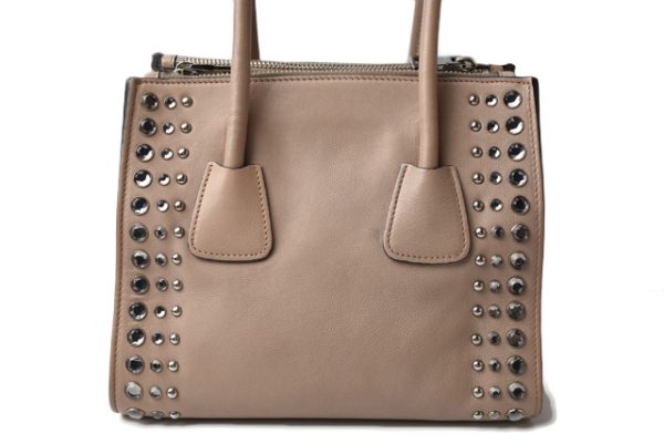 p 201005 33 3 Prada 2Way Handbag Pomice Greige Studs Bijou Leather