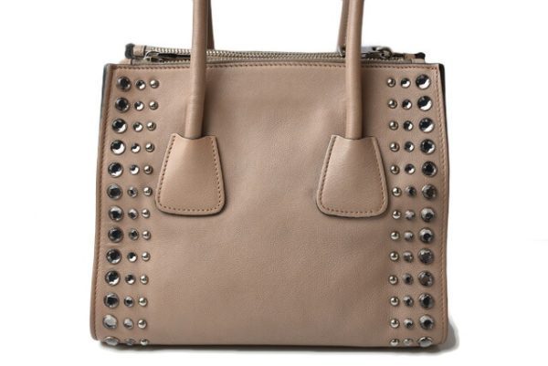 p 201005 33 3 Prada Two Way Handbag Greige Studded Leather