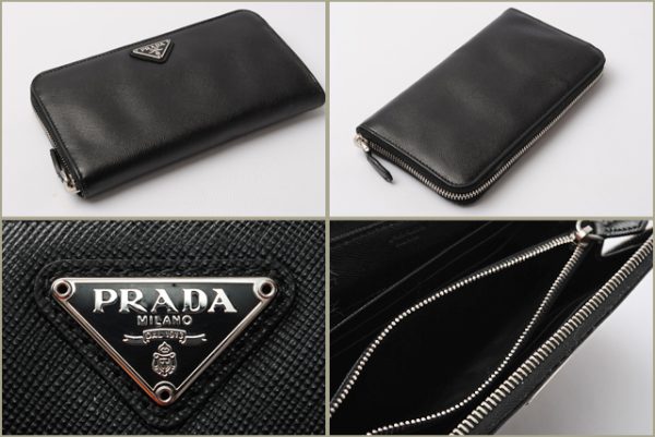 p 516 2 PRADA Long Wallet Saffiano Oro Black