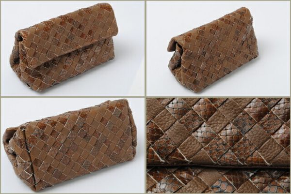 p bv 04165 2 Bottega Veneta Pouch Nappa Python Brown