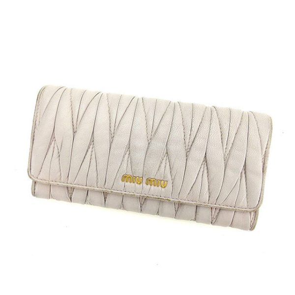 p292 Miu Miu Long Wallet Black Beige Matelasse p292