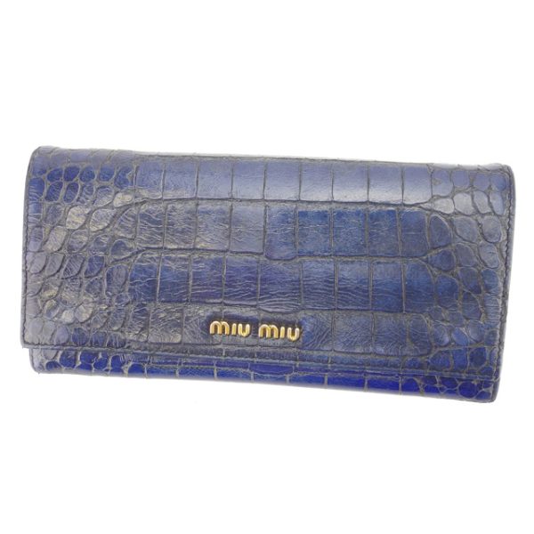 p328 Miu Miu Long Wallet Crocodile Blue Wallet P328