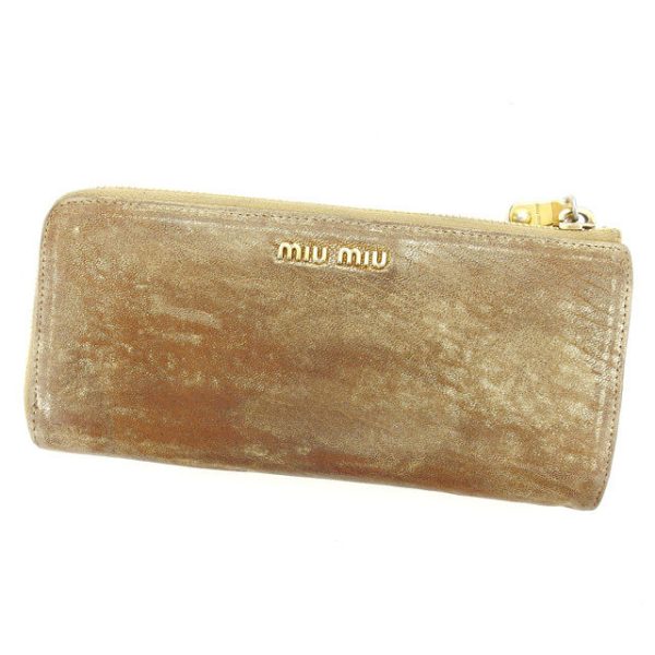 p461 Miu Miu long wallet L shaped studs brown p461s