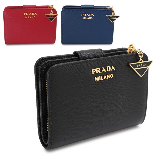 pr1ml018 top PRADA Folding Wallet Saffiano Triangle Leather