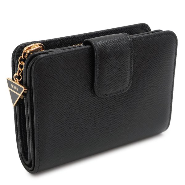 pr1ml018 3 PRADA Folding Wallet Saffiano Triangle Leather