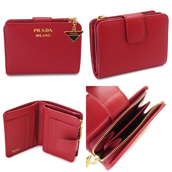 pr1ml018 9 PRADA Folding Wallet Saffiano Triangle Leather