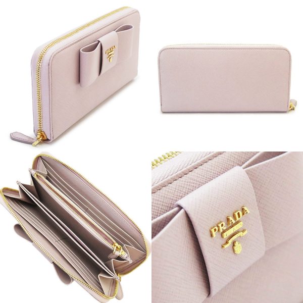 pr1ml506ztm 2 Prada Long Wallet Saffiano Fiocco Ribbon