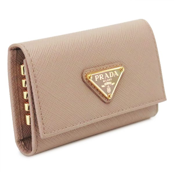 pr1pg004 1 Prada Key Case Saffiano Cipria Beige 4 Hook