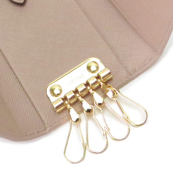 pr1pg004 4 Prada Key Case Saffiano Cipria Beige 4 Hook