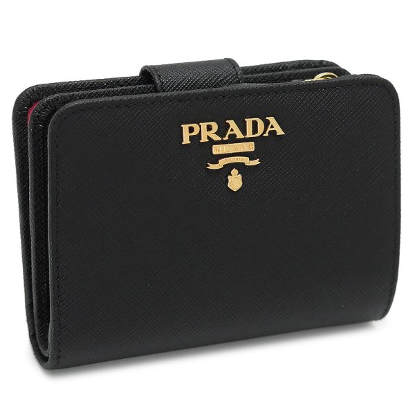 prada1ml018 Prada Bi FWallet Saffiano Multicolor Black Pink