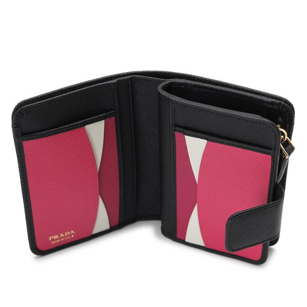 prada1ml018 3 Prada Bi FWallet Saffiano Multicolor Black Pink