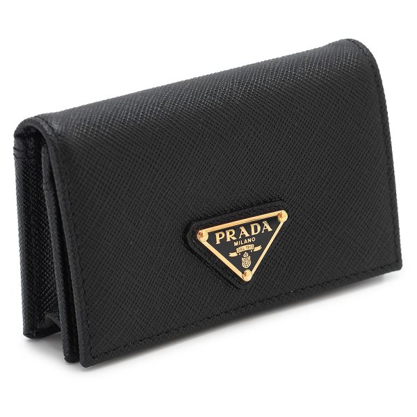 pradacardcase Prada Card Case Saffiano Black Triangle Logo