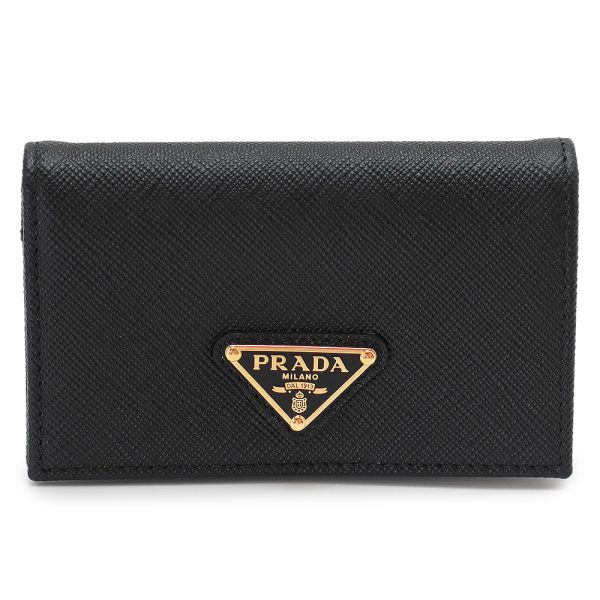 pradacardcase 1 Prada Card Case Saffiano Black Triangle Logo