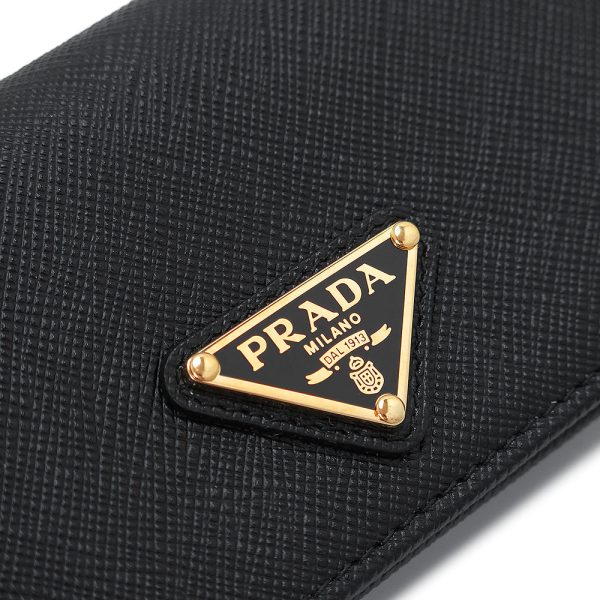 pradacardcase 5 Prada Card Case Saffiano Black Triangle Logo