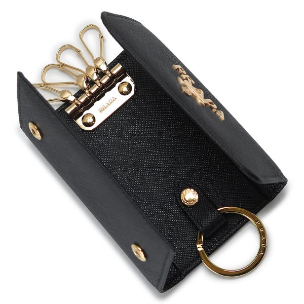 pradakeycase 5 Prada key case 4 row key hook key ring Saffiano