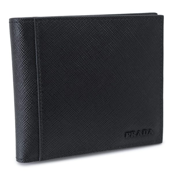 pradamenswallet PRADA Folding Wallet No Coin Saffiano Black