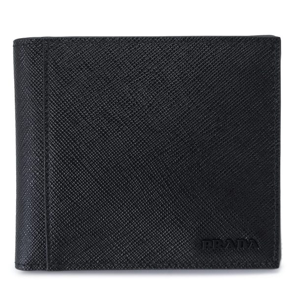 pradamenswallet 1 PRADA Folding Wallet No Coin Saffiano Black