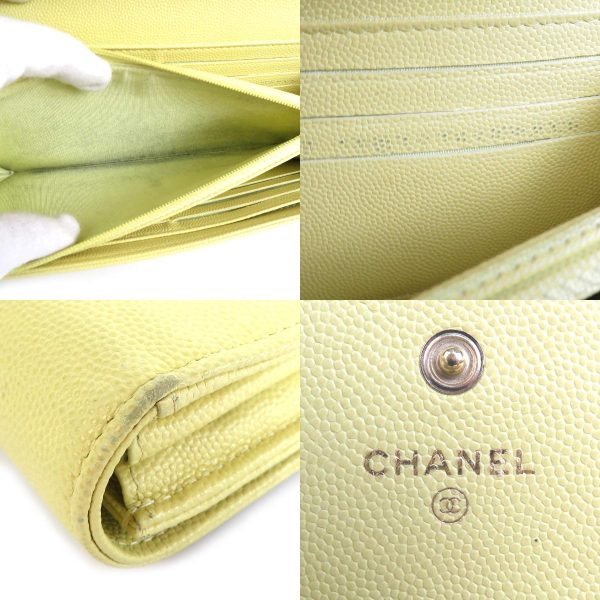 r9578a 3 c CHANEL long wallet here mark caviar skin yellow