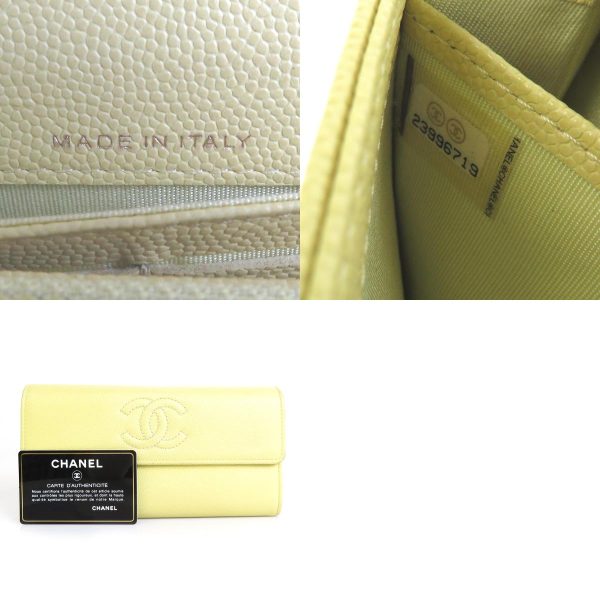 r9578a 7 c CHANEL long wallet here mark caviar skin yellow