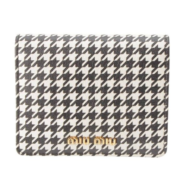 re miu fo w 00037 Miu Miu PIED DE POULE Houndstooth Wallet Black