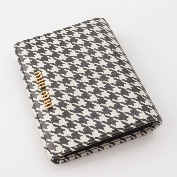 re miu fo w 00037 2 Miu Miu PIED DE POULE Houndstooth Wallet Black