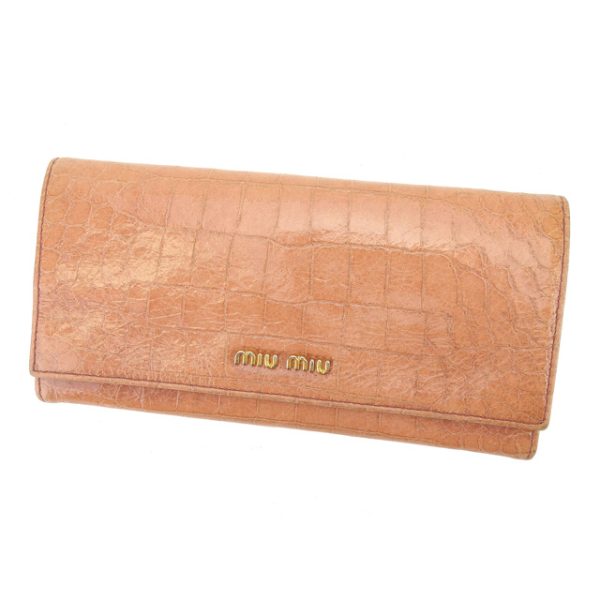 s190 Miu Miu long wallet crocodile pink t14844s