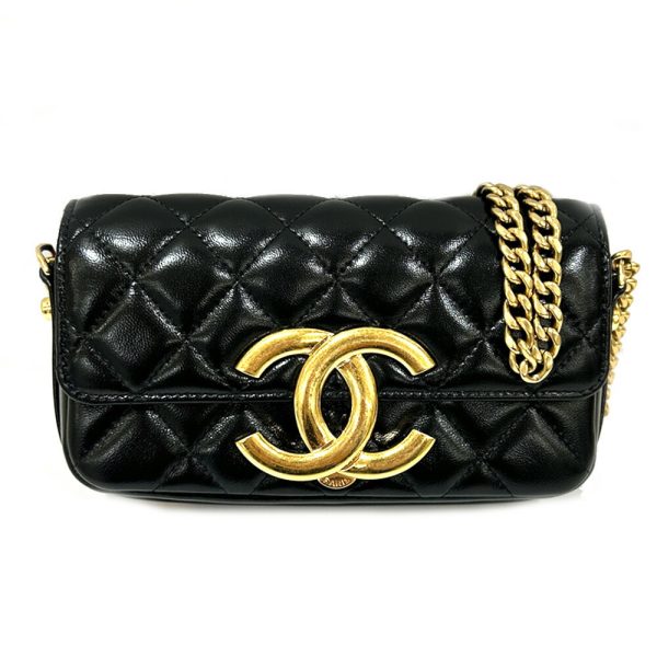 s2311 05 508033sz Chanel Matelasse Mini Chain Shoulder Bag Coco Mark Lambskin Phone Case Black