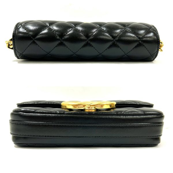 s2311 05 508033sz 03 Chanel Matelasse Mini Chain Shoulder Bag Coco Mark Lambskin Phone Case Black