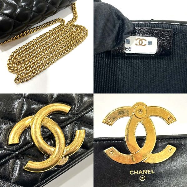 s2311 05 508033sz 07 Chanel Matelasse Mini Chain Shoulder Bag Coco Mark Lambskin Phone Case Black