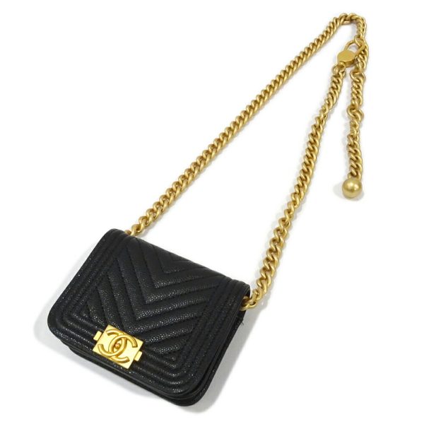 s2401 05 509380ti 02 Chanel Boy Belt Bag Grained Calfskin Caviar Skin Black AP2302 Chain Pouch Shoulder Bag