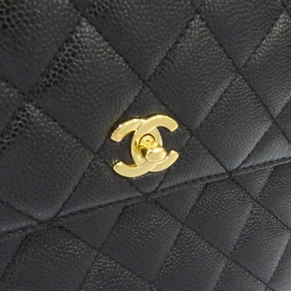 s2402 06 500802ti 01 Chanel Matelasse Top Handbag A12397 Caviar Skin Black Grained Calfskin Bag