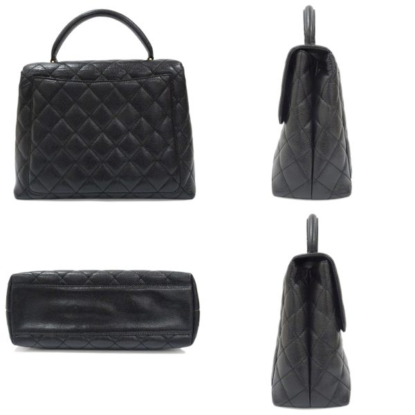 s2402 06 500802ti 08 Chanel Matelasse Top Handbag A12397 Caviar Skin Black Grained Calfskin Bag