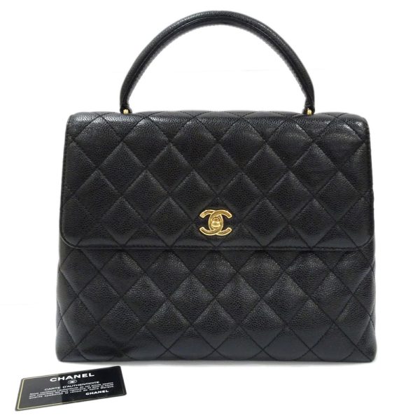 s2402 06 500802ti 09 Chanel Matelasse Top Handbag A12397 Caviar Skin Black Grained Calfskin Bag