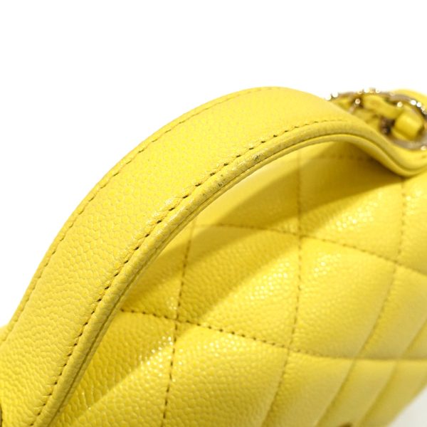 s2403 06 501938tn 02 Chanel Chain Shoulder Bag Matelasse Yellow Caviar Skin Turnlock Coco Mark A93607