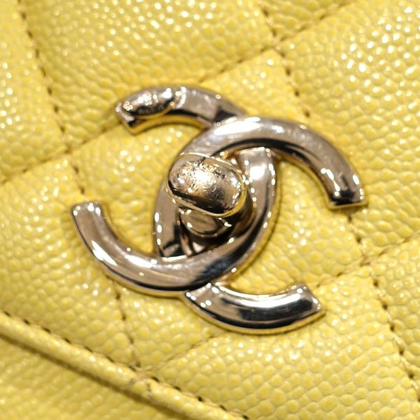 s2403 06 501938tn 03 Chanel Chain Shoulder Bag Matelasse Yellow Caviar Skin Turnlock Coco Mark A93607